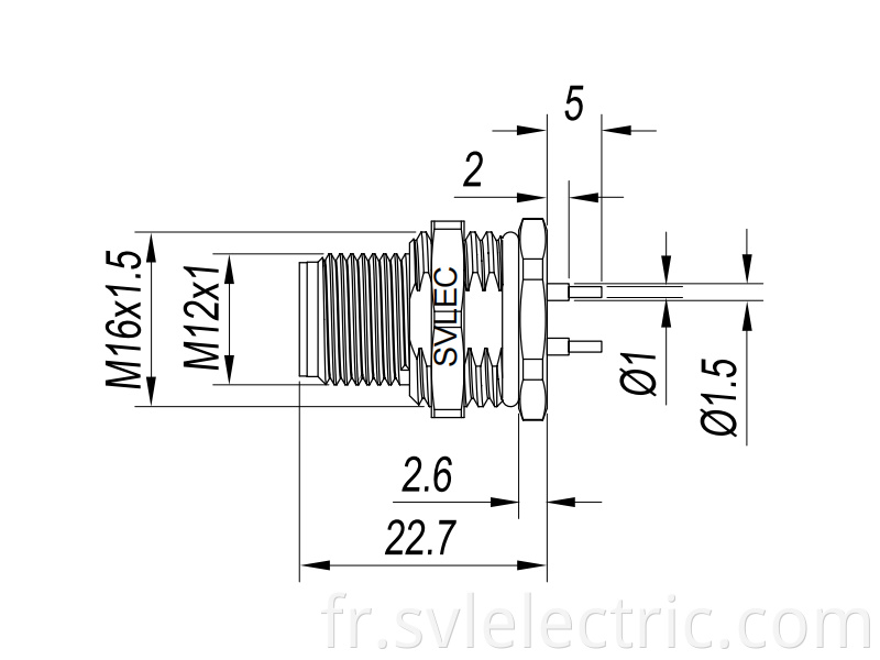 PCB panel mount M12 Connector